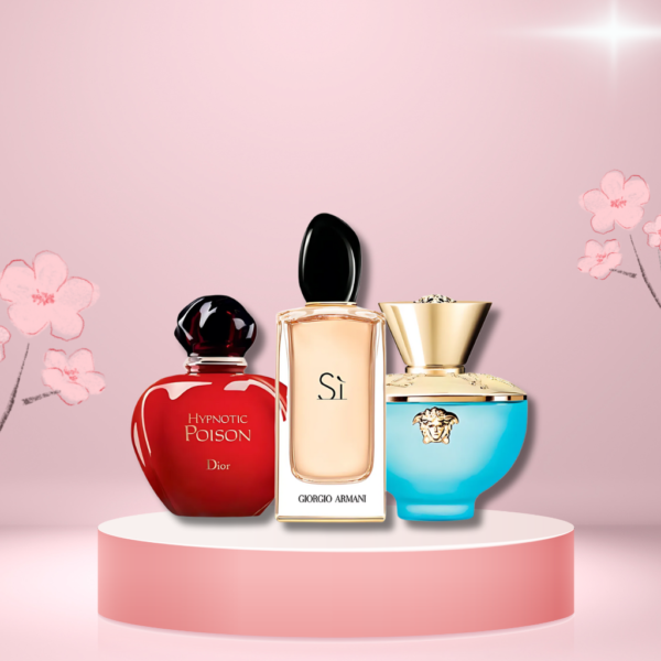 Set de 3 Perfumes Hypnotic Poison Dior + Si Giorgio Armani + Dylan Turquoise Versace 100ml