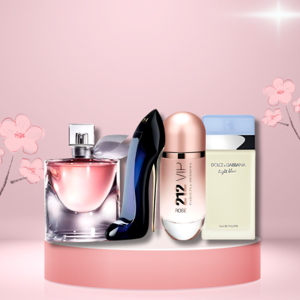 Set de 4 Perfumes 212 VIP Rosé+  La Vie est Belle + Good Girl + Light Blue 100ml