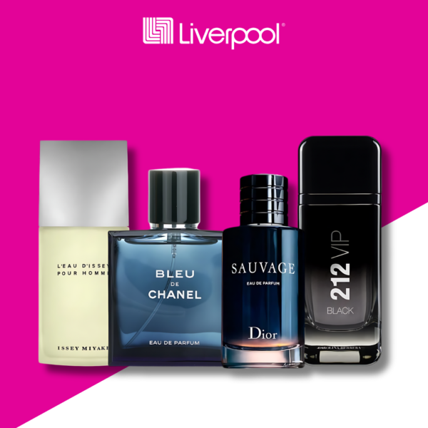 Set de 4 Perfumes L'eau D'issey + Bleu de Chanel + 212 VIP Black + Sauvage 100ml