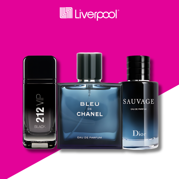Set de 3 Perfumes 212 VIP Black + Bleu de Chanel + Sauvage 100ml