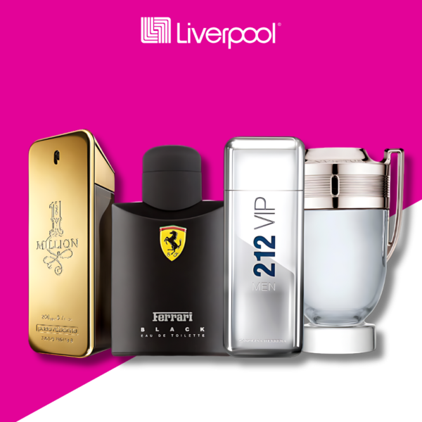 Set de 4 Perfumes 1 Million, Ferrari Black, 212 VIP NYC + Invictus 100ml