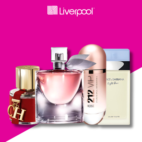 Set de 4 Perfumes 212 VIP Rosé + La Vie Est Belle + Light Blue + Carolina Herrera CH 100ML
